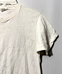 Vintage 1980s Fruit of the Loom Mens Sz M White Thrashed Shirt Single Stitch USA