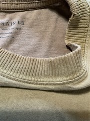 Allsaints Kyan Vintage Wash Organic Cotton Ribbed Collar S/S Crewneck T-Shirt SM