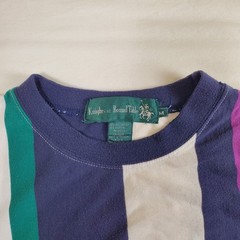 Knights of Round Table Blue Purple Green White Striped VTG Medium TShirt Shirt
