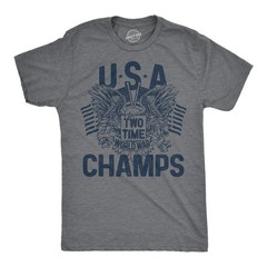 Mens Funny T Shirts USA Two Time World War Champs Sarcastic Fourth Of July