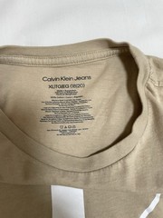 Calvin Klein Jeans boys Beige Logo T-Shirt Short Sleeve Size XL 18/20