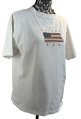 Galena Illinois Whitee Cottton Large Ladies T-Shirt with American Flag