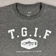 TGIF Thank Goodness I’m Fishing Shirt Mens M Gray Sonoma Novelty Fisherman Fish