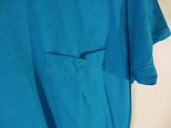 Vintage Fruit of the Loom Pocket T Shirt Large Teal Blue Single Stitch Blank