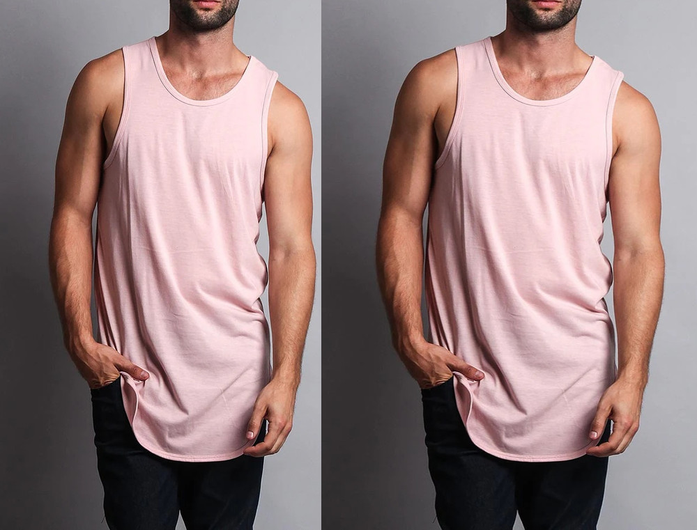 EPTM.Solid Color Long Length Curved Hem Tank Top – Pink -Size Small Set of Two