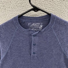 Faherty Shirt Mens Medium Blue Cloud Cotton Long Sleeve Henley Raglan Top