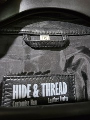 HIDE & THREAD Men’s Black Leather Full Zip Mid-Length Jacket w/ Pockets Sz S
