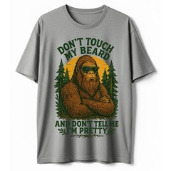 Sasquatch Beard T-Shirt Funny Retro Bigfoot Don’t Touch My Beard Humorous Tee