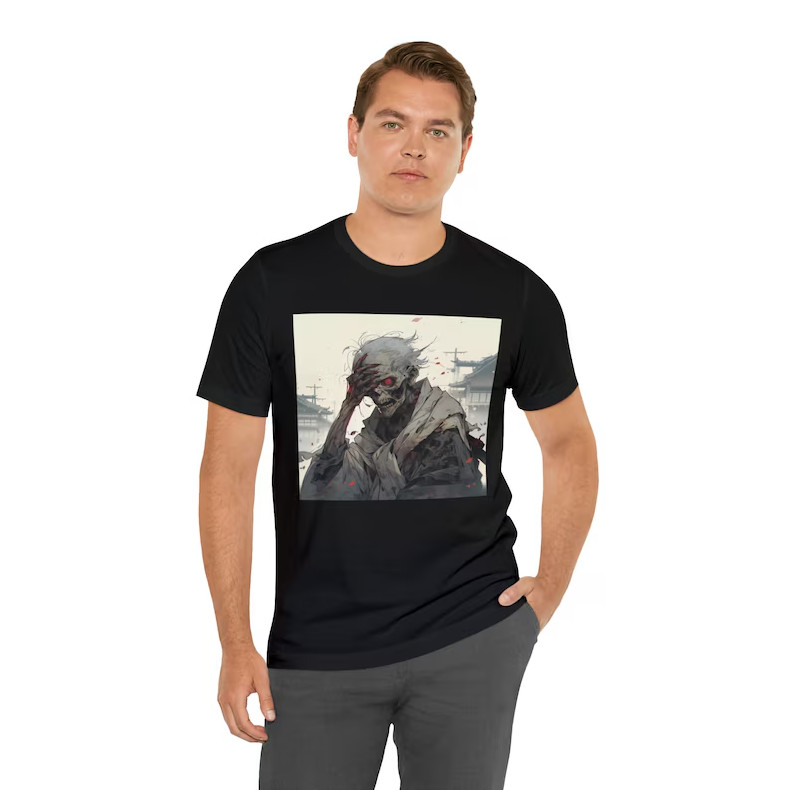 Zombie Ukiyo-e T-Shirt Japanese Gothic Horror Graphic Tee black