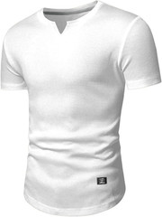 JMIERR Mens Muscle Slim T Shirts Texture V Neck Longline Henley Gym Workout Athl