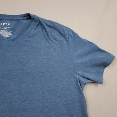 Apt 9 Shirt Mens Large L Short Sleeve V Neck Stretch Premier Flex Pullover Blue