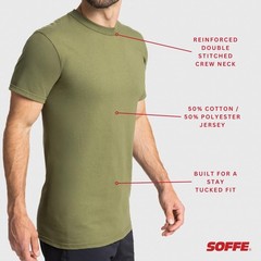 Soffe Men’s 3 Pack USA Poly/Cotton Military Tee, OD Green, Large