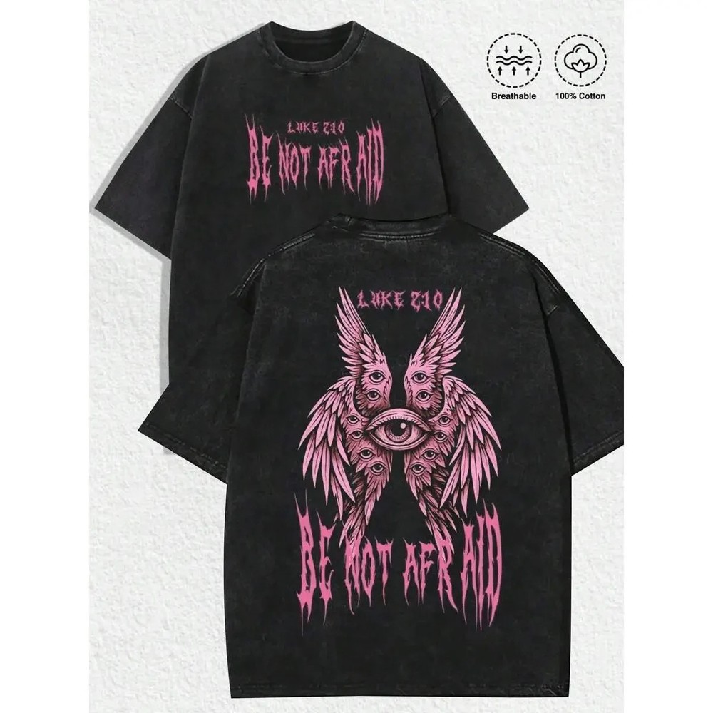 1 PCS “Retro Religious-Gothic ‘BE NOT AFRAID’ Pink Multi-Eye Winged Angel