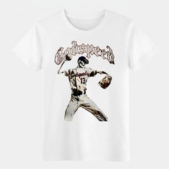 Godspeed Skeleton Baseball Pitcher T-Shirt Gothic Sports Graphic Streetwear Tee