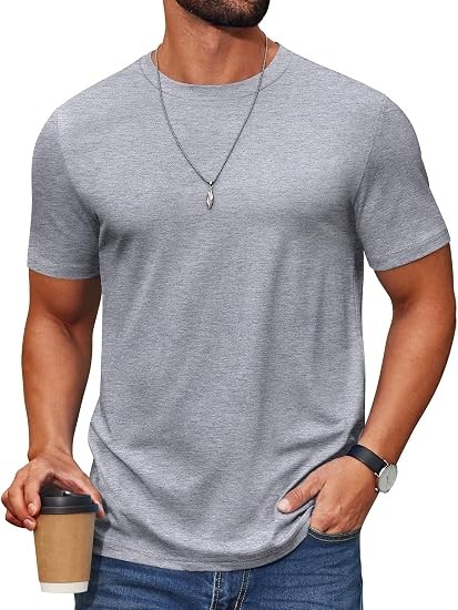 Men’s T-Shirt circle Neck 100% Cotton Short Sleeve Casual Basic Tee