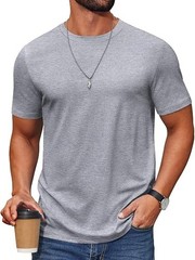 Men’s T-Shirt circle Neck 100% Cotton Short Sleeve Casual Basic Tee
