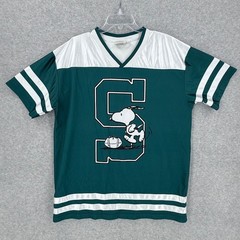Peanuts Snoopy Jersey Mens Large Blue Shirt Football Mesh Distressed V-Neck