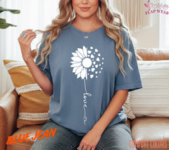 Unisex Sunflower Heart Love T shirt Men T shirt Women valanity day Romantic