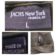 JACHS New York Mens Long Sleeve Crew Neck Shirt Large Olive Green Brown Casual