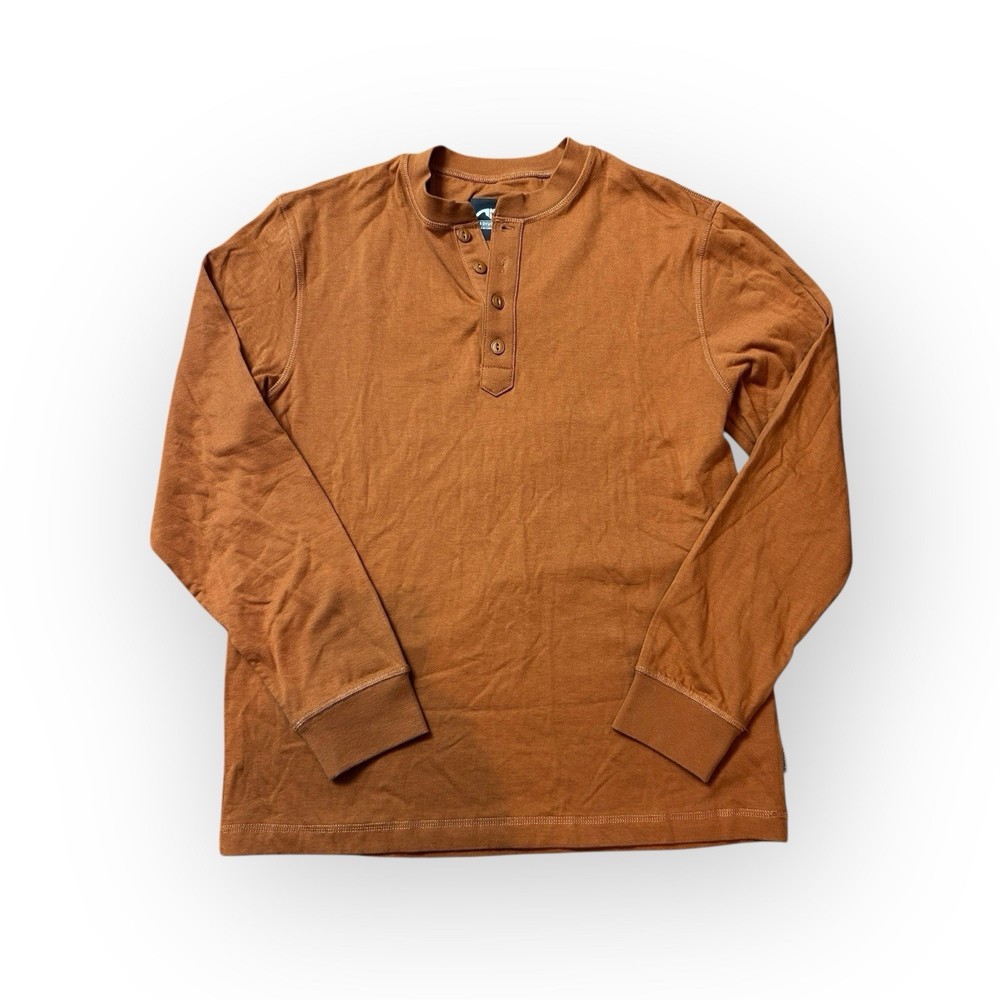 Mountain Khakis Shirt Mens Medium Orange Trapper Henley Longsleeve Heavyweight