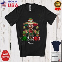 Custom Name Mexico; Independence Day Men Mexican Flag Sunglasses Sombrero Shirt