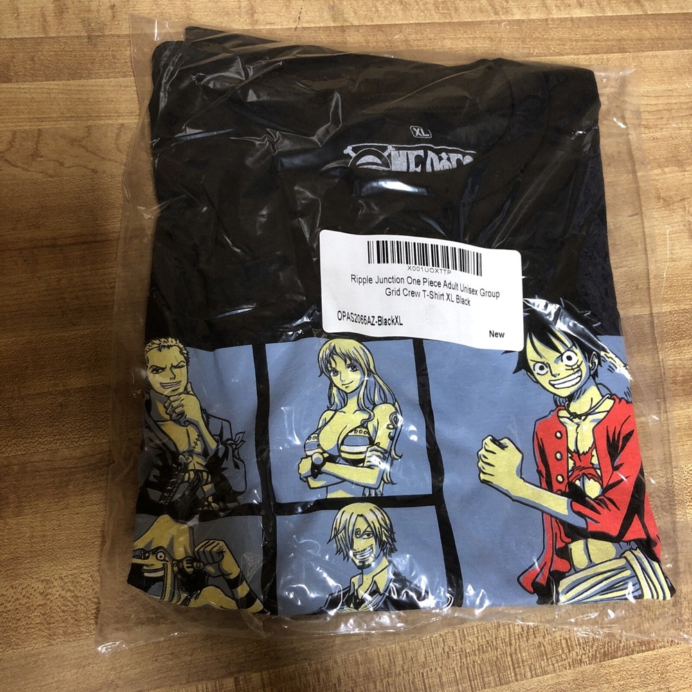 Ripple Junction Adult Unisex One Piece Group Grid Crew T-shirt Size XL Black New