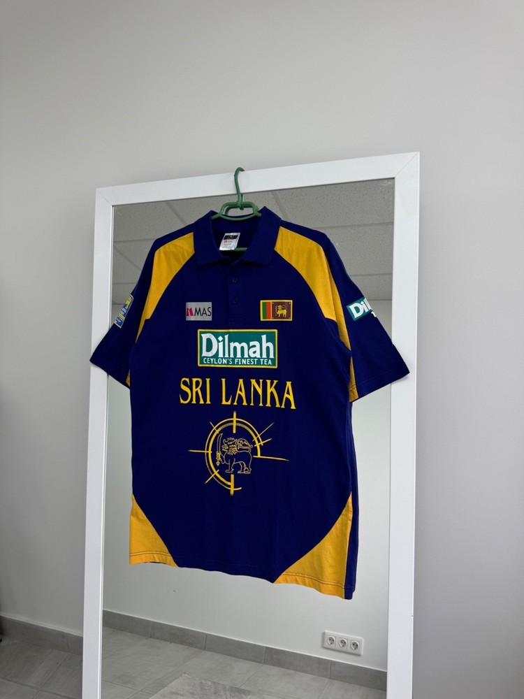 Vintage 1996 Sri Lanka Polo T shirt Football Criket Jersey Rare Blue Mens sz L