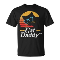 Cat Daddy Vintage Eighties Style Cat Hipster Glasses Retro Graphic Tee