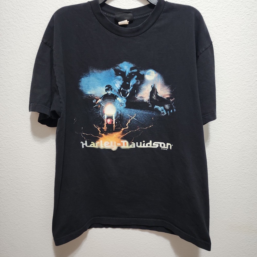 Vintage 1999 American Biker Wolf Shirt Harley Davidson Germany Motorcycle Tee XL