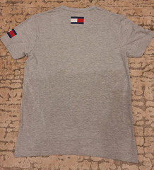 Tommy Hilfiger Jeans T-Shirt Gray Logo Flag Graphic Regular Fit Men’s Size L