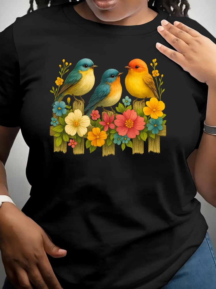 Summer Women’S Casual Wear Featuring Short-Sleeved Shirts Adorned with Floral