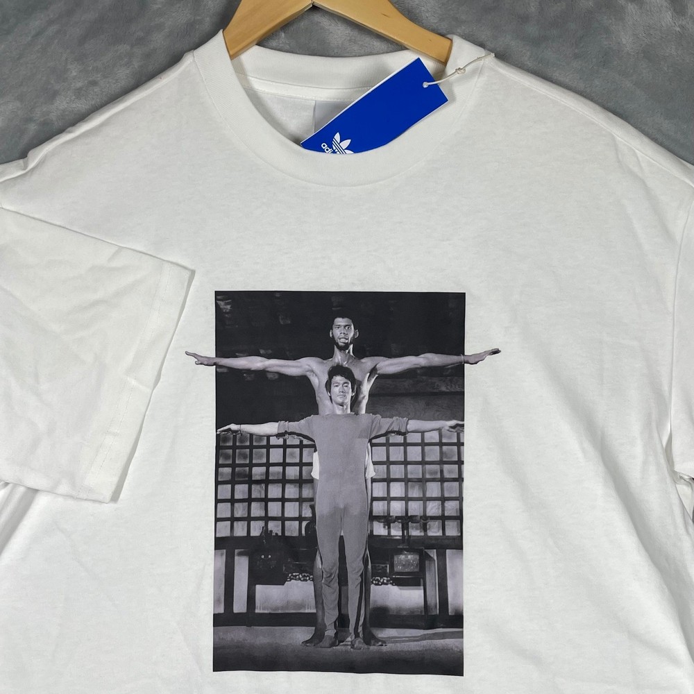 Adidas Originals Bruce Lee Kareem Abdul-Jabbar White Graphic T-Shirt Small NEW