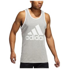adidas Men’s Badge Of Sport Logo Graphic Tank Grey Heather White-Small