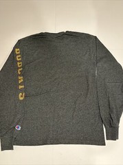 CHAMPION Adult Small Texas State University Bobcats Grey Logo Print LS T Shirt