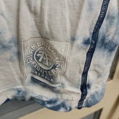 American Fighter Tie Dye Shirt Large Blue White Front Back Hits WN137