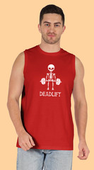 MEN WOMENS TEE SLEEVELESS TSHIRT DEADLIFT SKELETON WEIGHTLIFTING WEIGHTS GYM