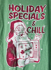 Mens L Christmas T-Shirt Heather Green Santa Claus Holiday Specials & Chill