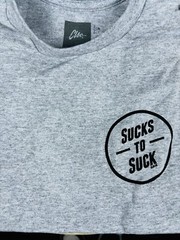 Men’s Gray CLSC Graphic Print Logo Front and Back Sucks To Suck T shirt Size XL