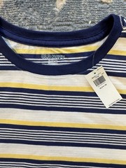 Old Navy Striped Crew Neck Short Sleeve T-Shirt XL (14-16) Navy/White/Yellow