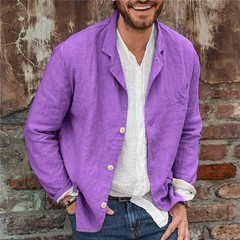 Mens Casual Sleeve Shirt Jacket Long Stylish Button Up Lightweight Coat