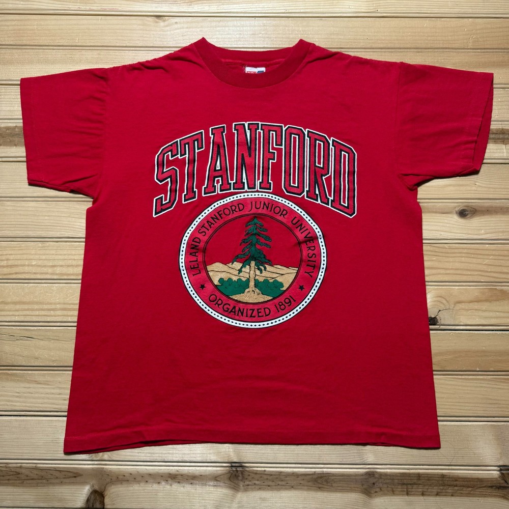 Vintage 90s Stanford University Big Logo Spellout Single Stitch Size Medium