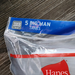 5 White Big Man 3XB 54-56 Inch A-Shirt Tanks Fruit Of The Loom 3TG 3EG 137-142CM