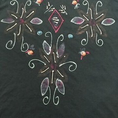 Vintage Native Floral Shirt Mens large Green Single Stitch Graphic Print Custom