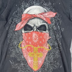 PRO Shirt Mens XLT Black Skull Bandana Cross Graphic Tee Super Heavyweight