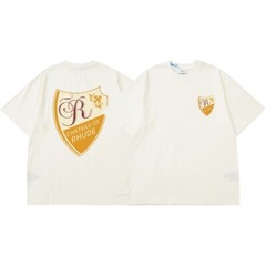 46Style RHUDE High Quality 100% Cotton Short Sleeve Men Women Polo T-Shirt S-2XL