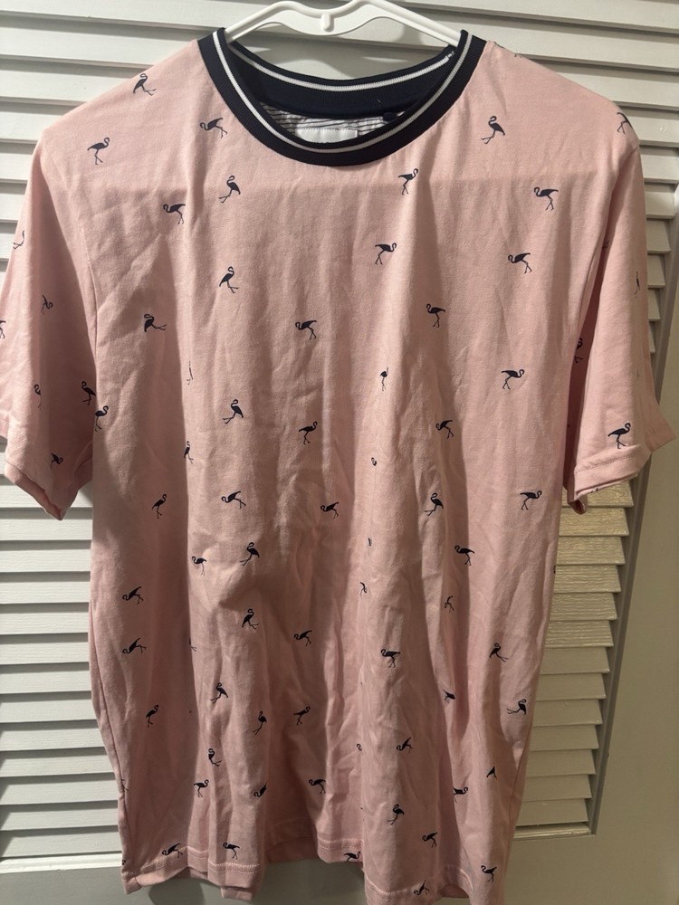 Denim & Flower Ricky Singh Men’s Pink Flamingo Crew Neck Knit Tee L