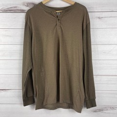 Doterra Henley Shirt Brown Mens Large L Long Sleeve Polyester Viscose Blend