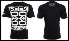 ROCK REVIVAL JEANS Black FARROW Regular Fit Short Sleeve Graphic T-shirt NWT