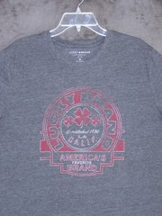 Lucky Brand Shirt Adult Medium Gray Graphic Short Sleeve Classic Casual Mens