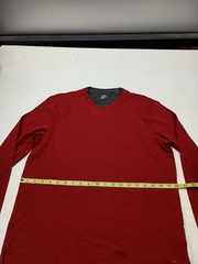 Mens John Ashford Red Gray Mock Vneck Long Sleeved shirt Size Large